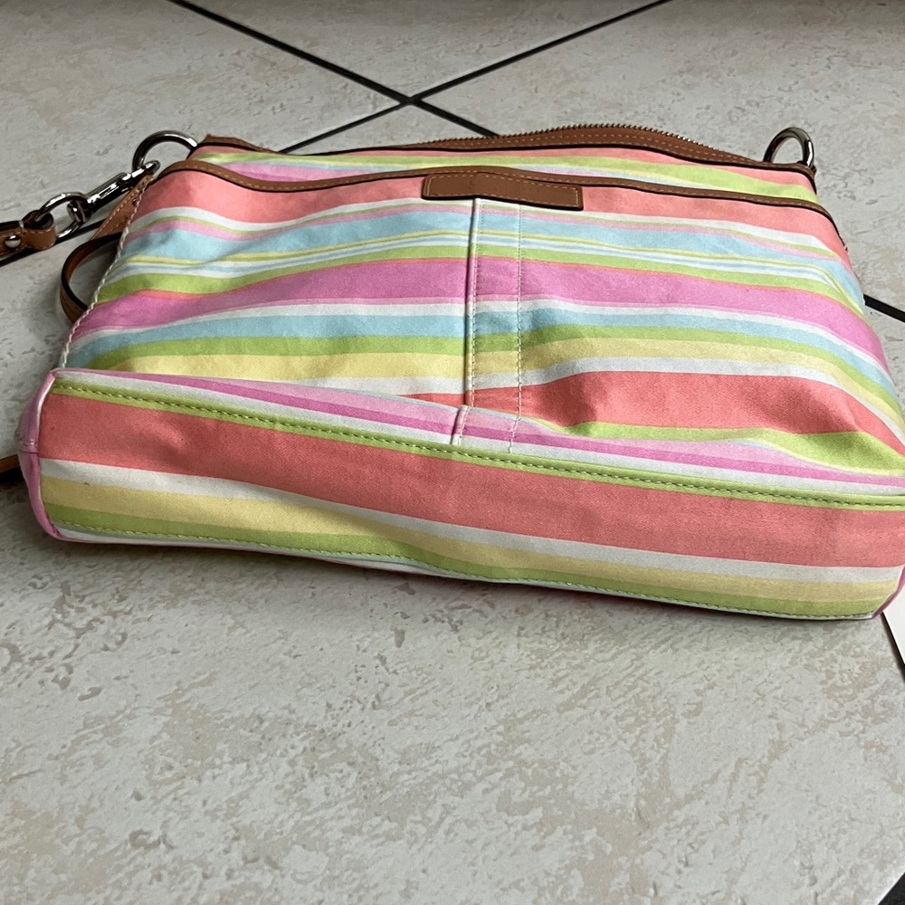 COACH-Signature Collection Striped Pastel Crossbody Bag - Picture 8 of 12